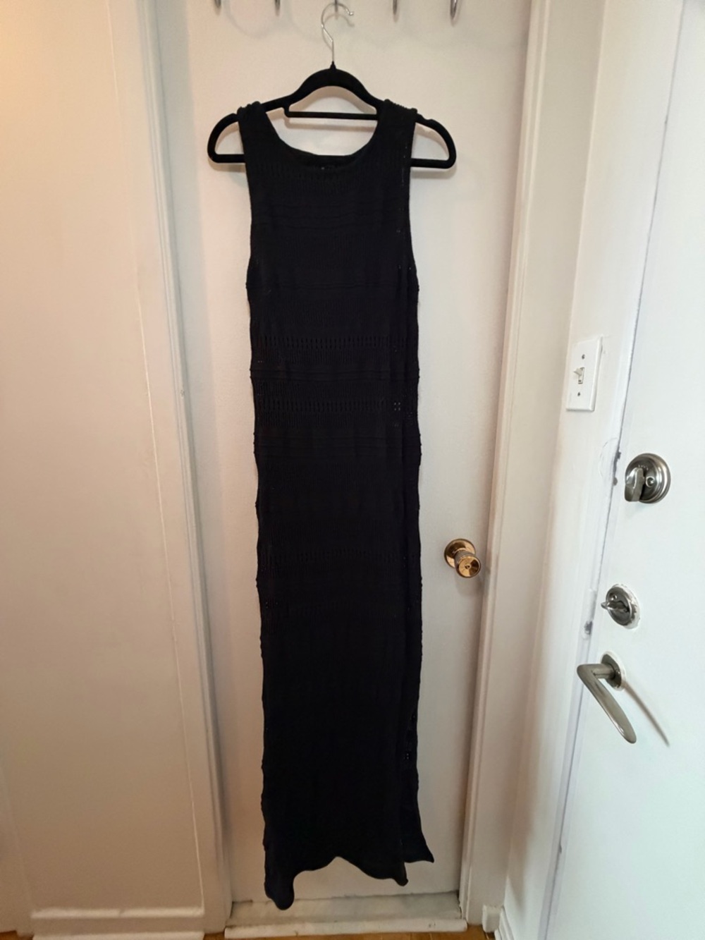 Dynamite Black Crochet Sleeveless Maxi Coverup
